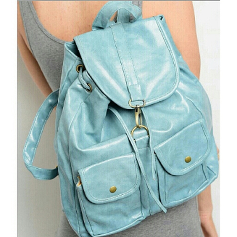 Blue Leather Backpack - image 2